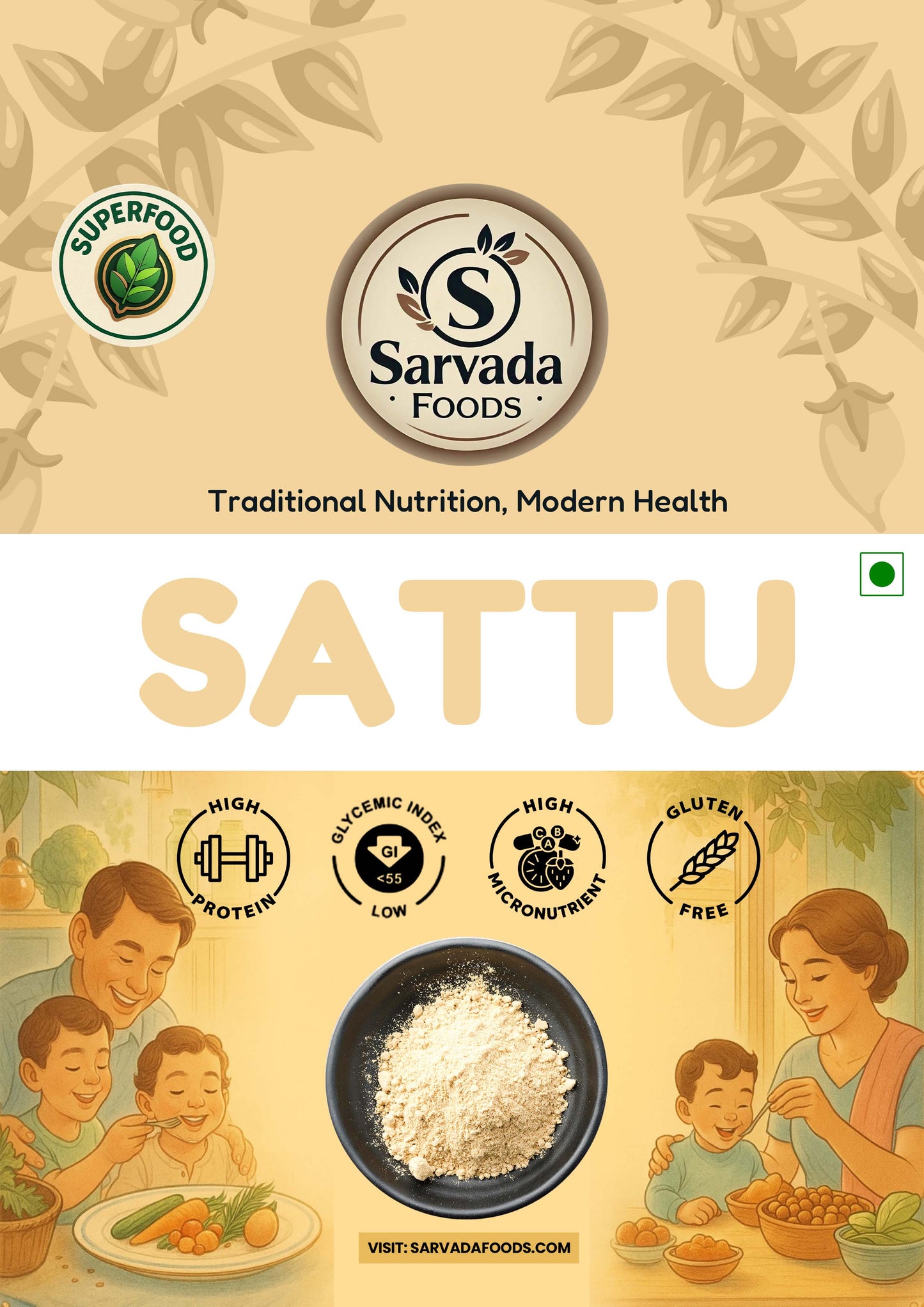 Sarvada Sattu – Roasted Chana Superfood (440g)