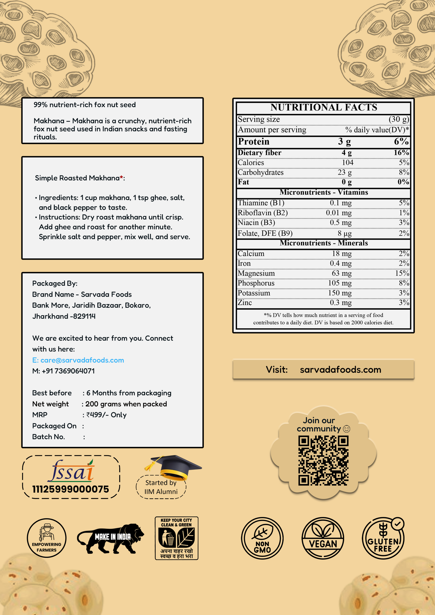 Sarvada Makhana – Pure, Light, and Naturally Nourishing